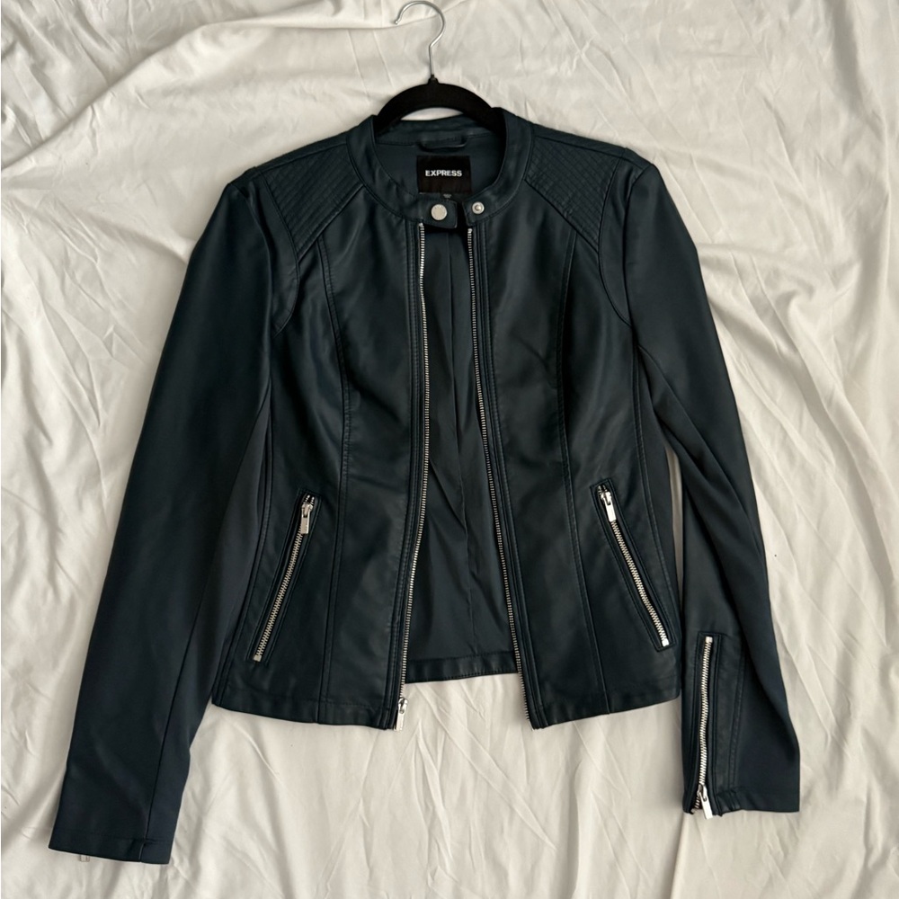 Express Black Faux Leather Moto Jacket